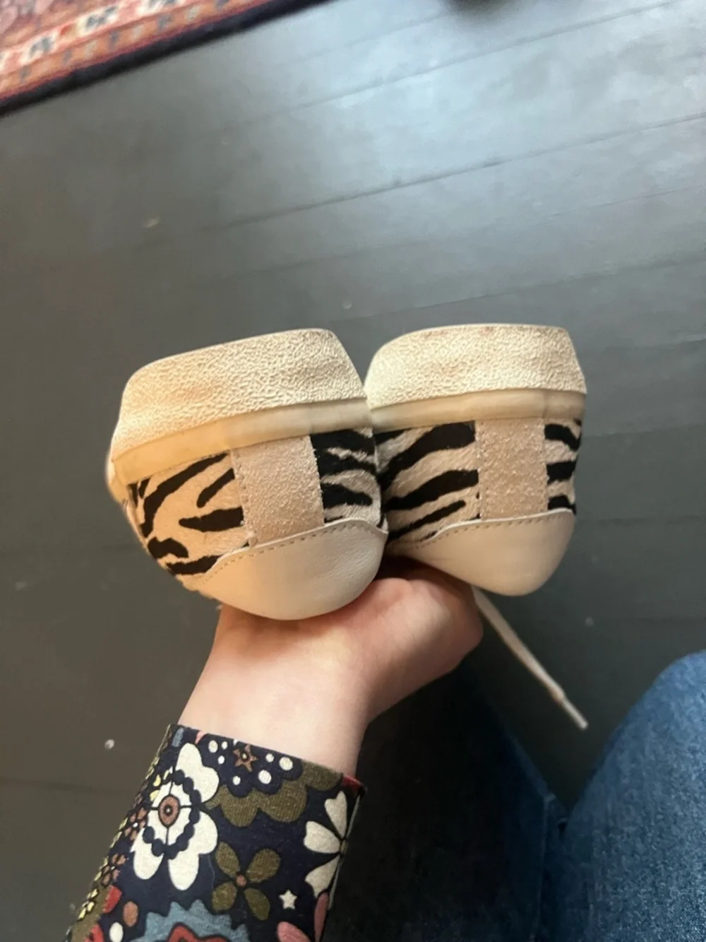 Madewell Low-Top Zebra Calf Hair Sneakers - White/Black, size 7.5